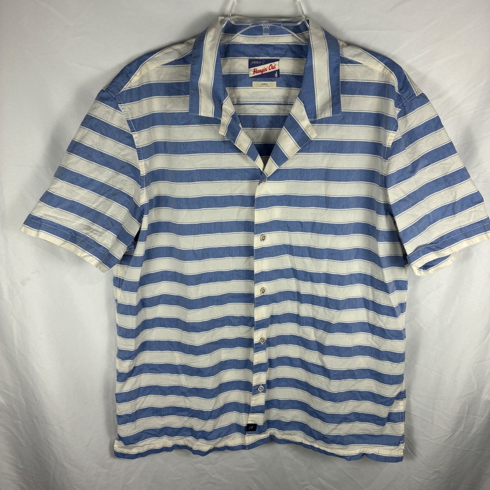 Johnnie-O Hangin Out Shirt Mens Large Laguna Blue Striped Cabana Golf Active - Picture 4 of 11